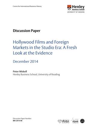 Hollywood Films and Foreign Markets in the Studio Era: a Fresh Look at the Evidence