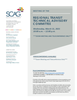 Regional Transit Technical Advisory Committee March 31, 2021 Full