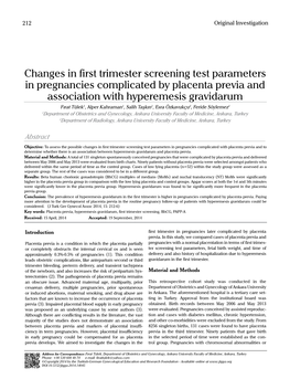Changes in First Trimester Screening Test Parameters in Pregnancies