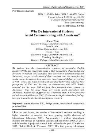 Why Do International Students Avoid Communicating with Americans?