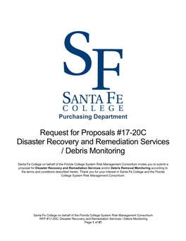 Request for Proposals #17-20C Disaster Recovery and Remediation Services / Debris Monitoring