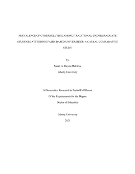 Prevalence of Cyberbullying Among Traditional Undergraduate Students Attending Faith-Based Universities: a Causal-Comparative Study