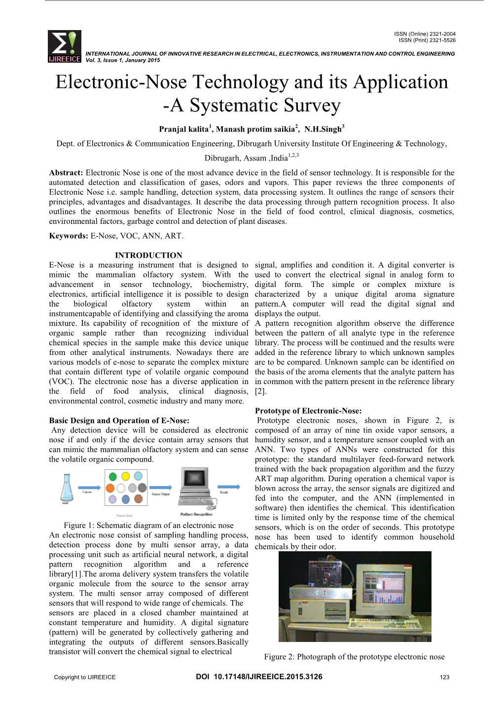 Electronic-Nose Technology and Its Application -A Systematic Survey