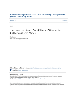 The Power of Biases: Anti-Chinese Attitudes in Californiaâ•Žs Gold Mines