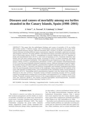 Diseases and Causes of Mortality Among Sea Turtles Stranded in the Canary Islands, Spain (1998–2001)