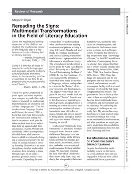 Multimodal Transformations in the Field of Literacy Education