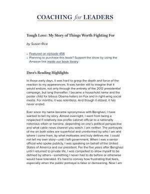 Tough Love: My Story of Things Worth Fighting for by Susan Rice