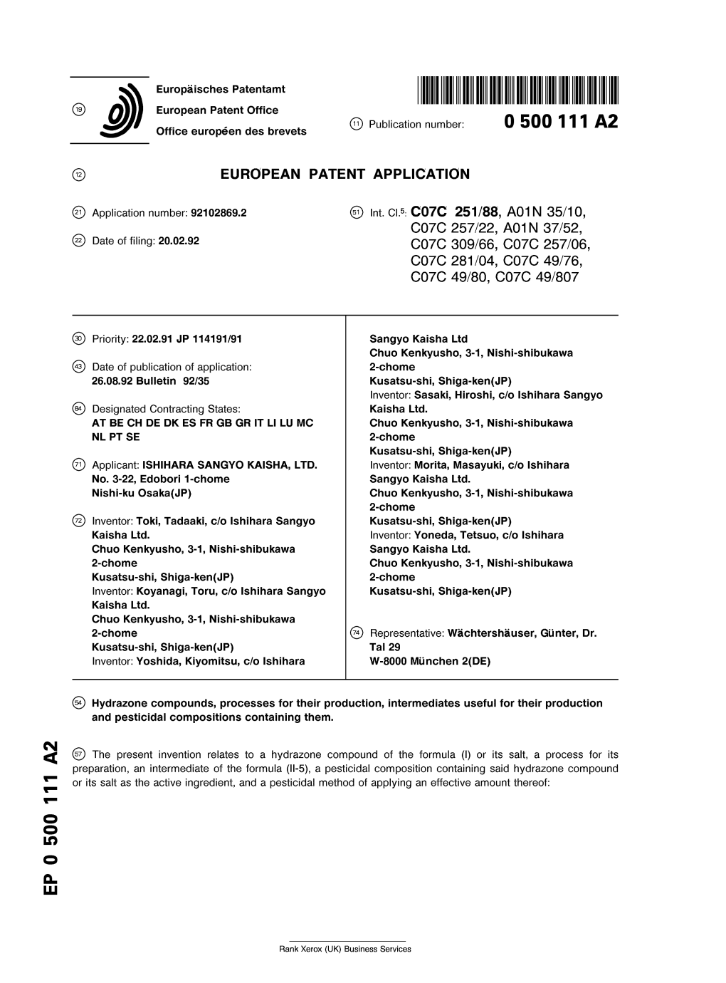 Hydrazone Compounds, Processes for Their Production, Intermediates Useful for Their Production and Pesticidal Compositions Containing Them