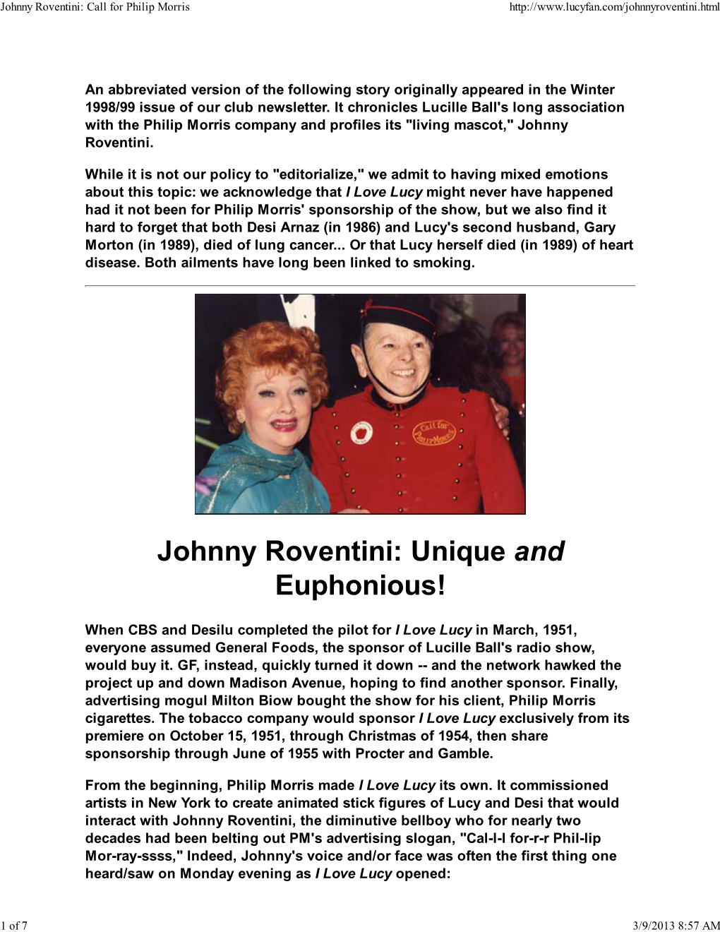 Johnny Roventini: Call for Philip Morris