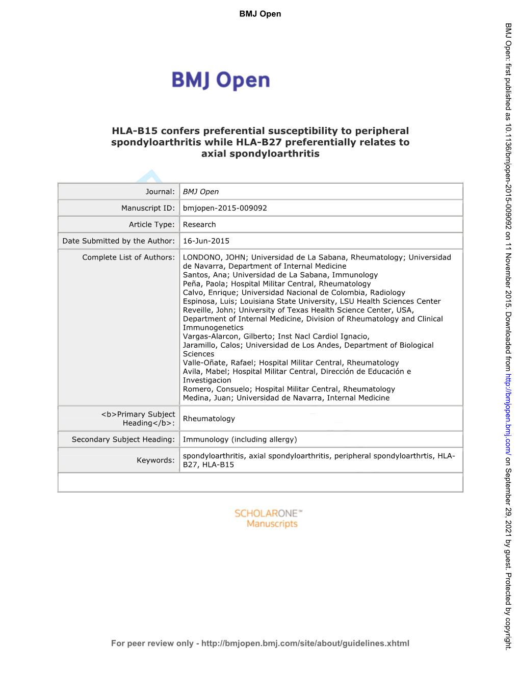 For Peer Review Only Journal: BMJ Open