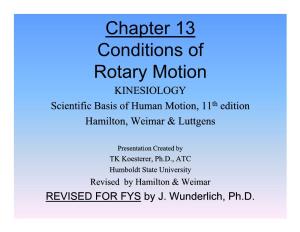 Chapter 13: the Conditions of Rotary Motion