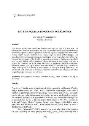 Pete Seeger: a Singer of Folk Songs