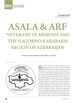 Asala & ARF 'Veterans' in Armenia and the Nagorno-Karabakh Region