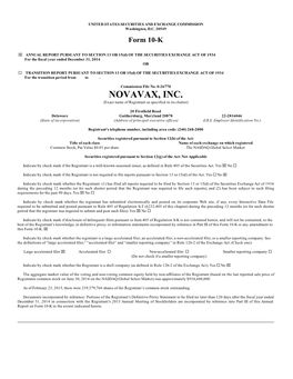 NOVAVAX, INC. (Exact Name of Registrant As Specified in Its Charter)