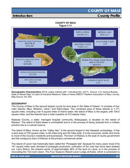 COUNTY of MAUI Introduction County Profile