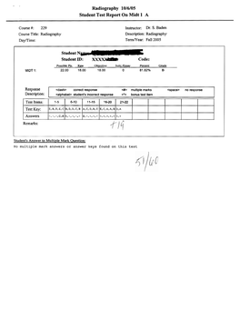 Radiography 1016105 Student Test Report on Midt 1 A