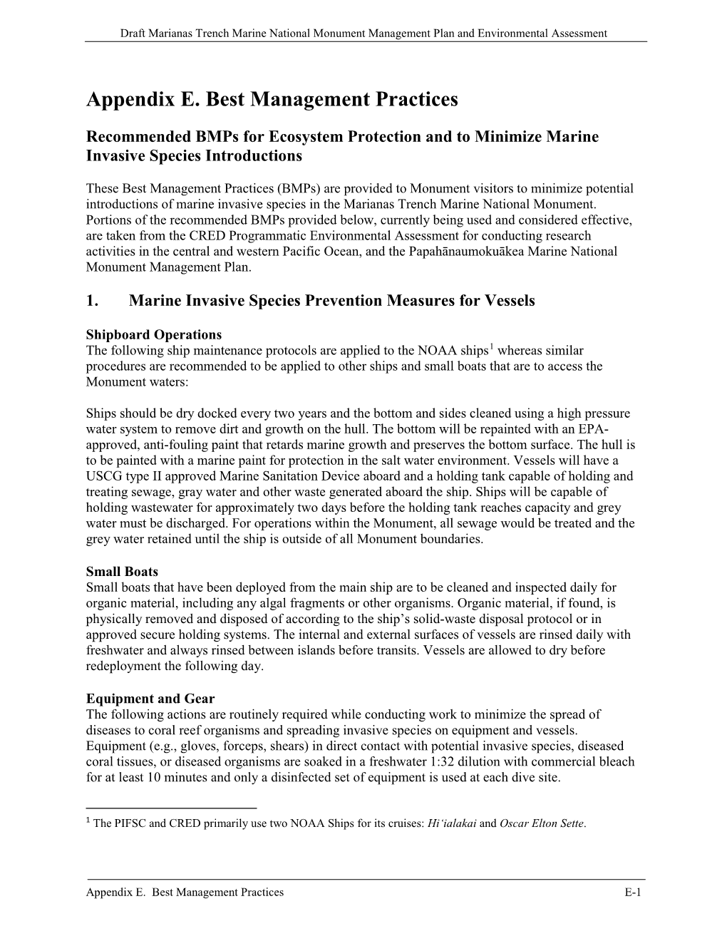 Draft Marianas Trench Marine National Monument Management Plan and Environmental Assessment