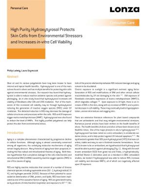 High Purity Hydroxytyrosol Protects Skin Cells from Environmental Stressors and Increases In-Vitro Cell Viability