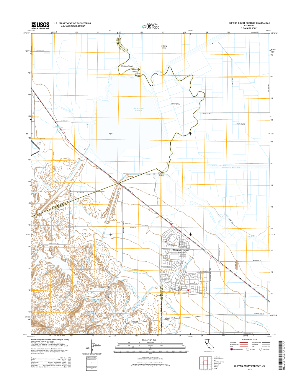 USGS 7.5-Minute Image Map for Clifton Court Forebay, California