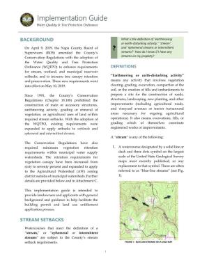 Water Quality and Tree Protection Ordinance Implementation Guide