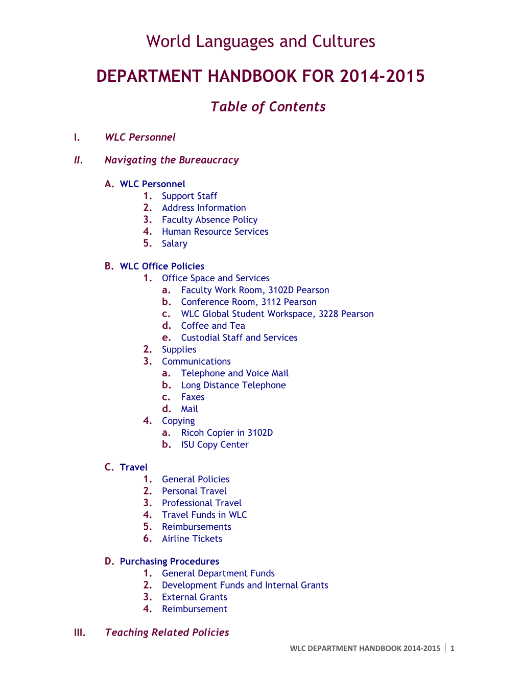 WLC Department Handbook