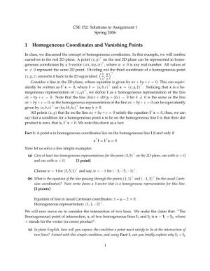 1 Homogeneous Coordinates and Vanishing Points