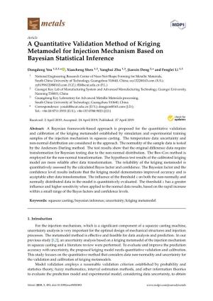 A Quantitative Validation Method of Kriging Metamodel for Injection Mechanism Based on Bayesian Statistical Inference