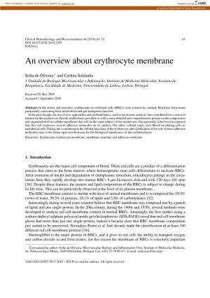 An Overview About Erythrocyte Membrane