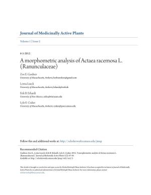 A Morphometric Analysis of Actaea Racemosa L. (Ranunculaceae) Zoe E