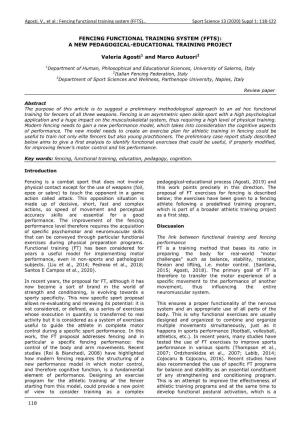 Agosti, V., Et Al.: Fencing Functional Training System (FFTS)… Sport Science 13 (2020) Suppl 1: 118-122