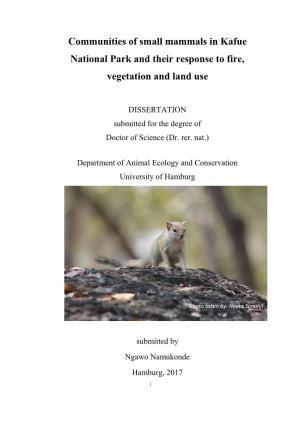 Communities of Small Mammals in Kafue National Park and Their Response to Fire, Vegetation and Land Use