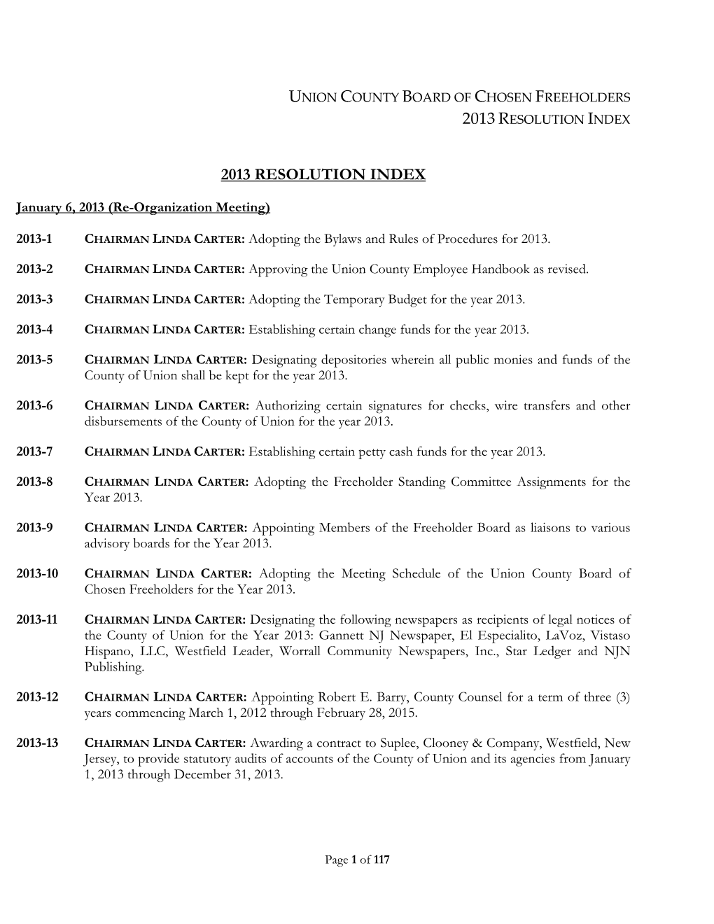 2013 Resolution Index