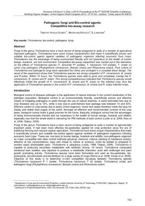 Pathogenic Fungi and Bio-Control Agents: Competitive Bio-Assay Research
