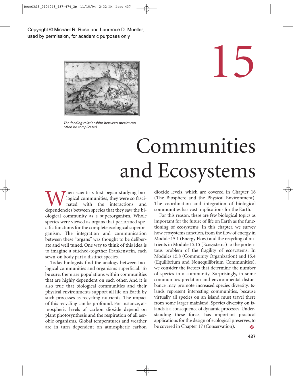 Chapter 15 Communities and Ecosystems Rosech15 0104043 437-474 2P 11/18/04 3:07 PM Page 439