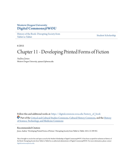 Chapter 11 - Developing Printed Forms of Fiction Audrey Jones Western Oregon University, Ajones12@Wou.Edu