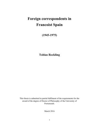 Foreign Correspondents in Francoist Spain