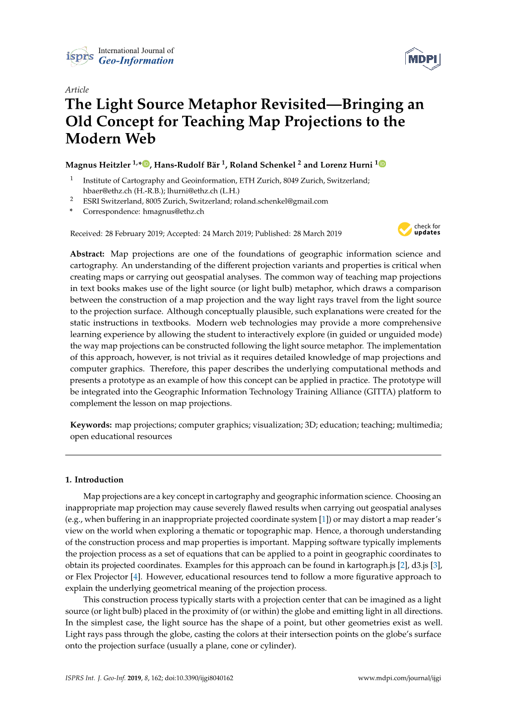 The Light Source Metaphor Revisited—Bringing an Old Concept for Teaching Map Projections to the Modern Web