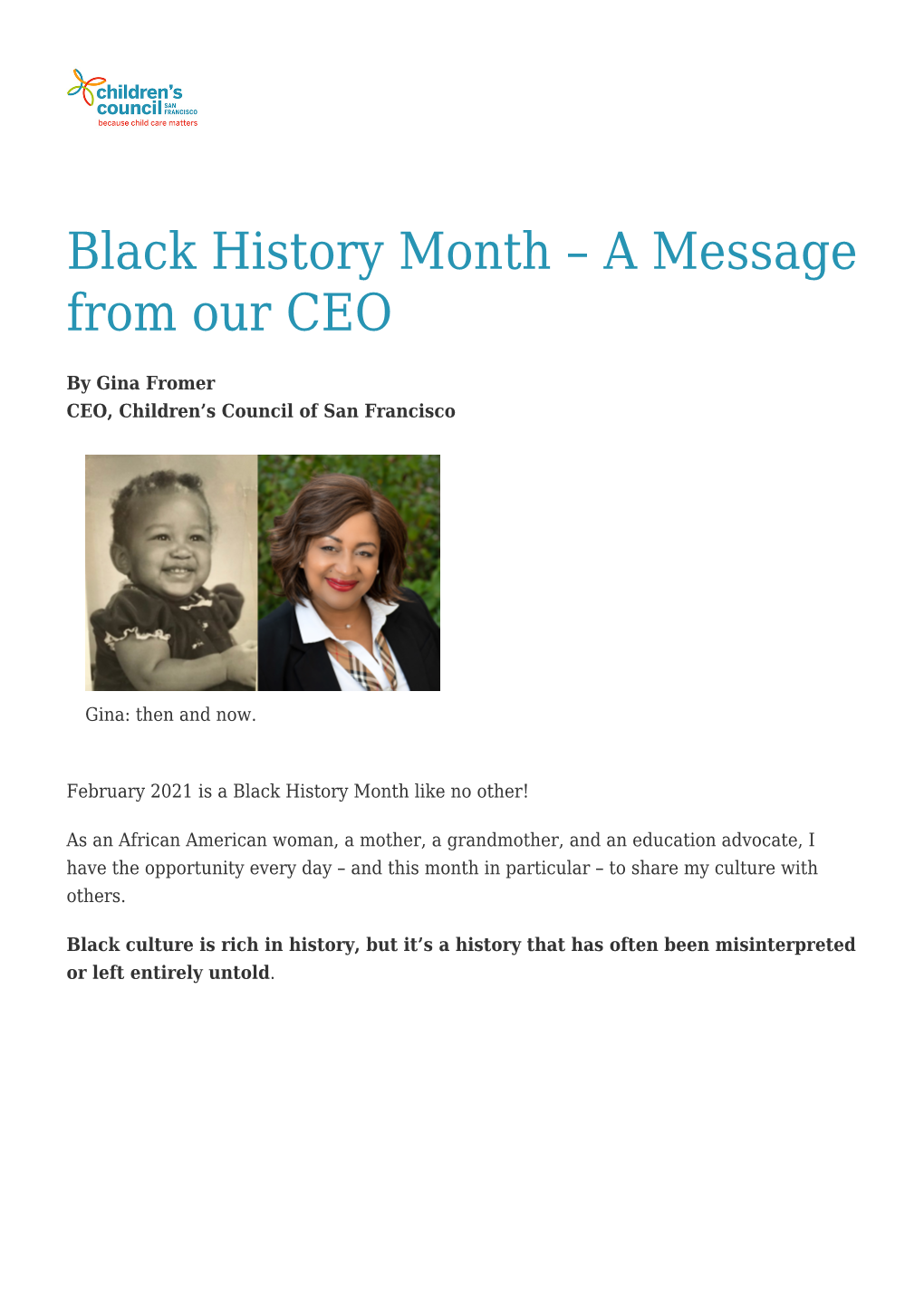 Black History Month – a Message from Our