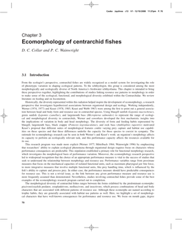 Ecomorphology of Centrarchid Fishes D