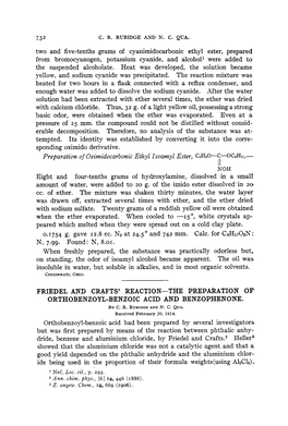 Friedel and Crafts' Reaction-The Preparation of Orthobenzoyl-Benzoic Acid and Benzophenone