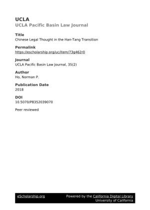 CHINESE LEGAL THOUGHT in the HAN-TANG TRANSITION: Liu Song’S (D