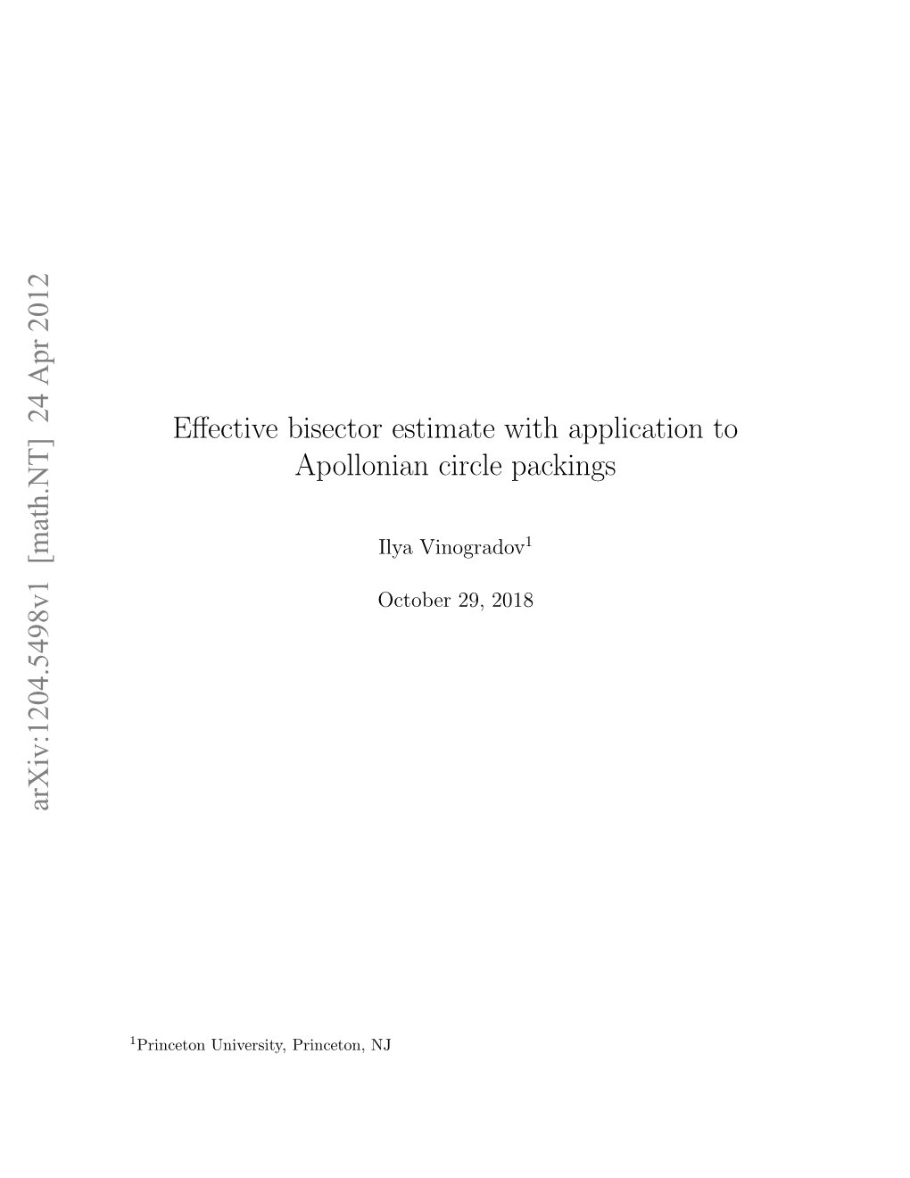 Effective Bisector Estimate with Application to Apollonian Circle