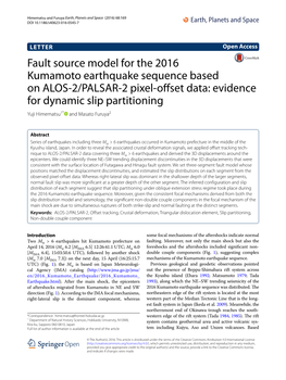 Fault Source Model for the 2016 Kumamoto Earthquake Sequence