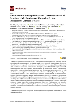 Antimicrobial Susceptibility and Characterization of Resistance Mechanisms of Corynebacterium Urealyticum Clinical Isolates