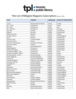 Title List of Rbdigital Magazine Subscriptions (May27, 2020)