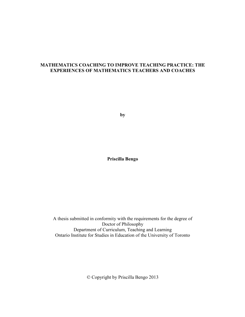 Mathematics Coaching to Improve Teaching Practice: the Experiences of Mathematics Teachers and Coaches