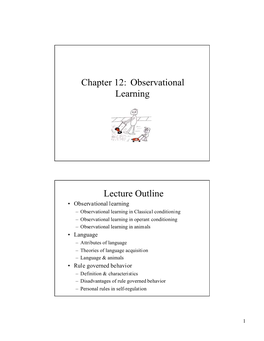 Chapter 12: Observational Learning Lecture Outline