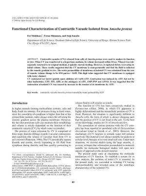 Functional Characterization of Contractile Vacuole Isolated from Amoeba Proteus