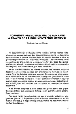 Topónimos Premusulmanes Documentados En Las Fuentes Clásicas, Y 2