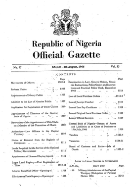 Republicof Nigeria “Official, Gazette